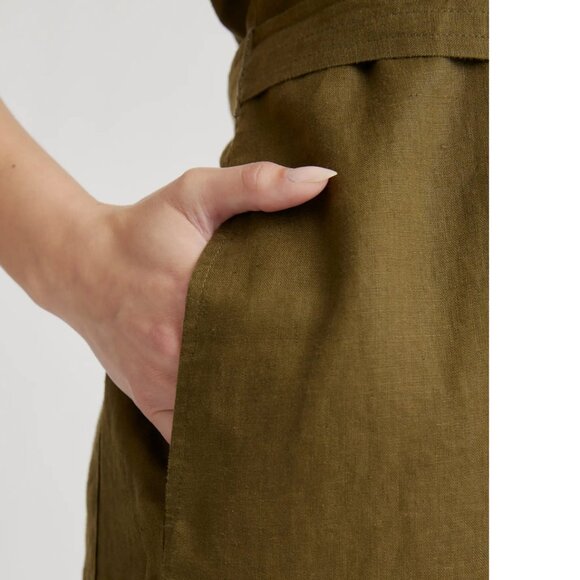 Quince 100% Linen Square Neck Jumpsuit Green XL - Picture 4 of 4